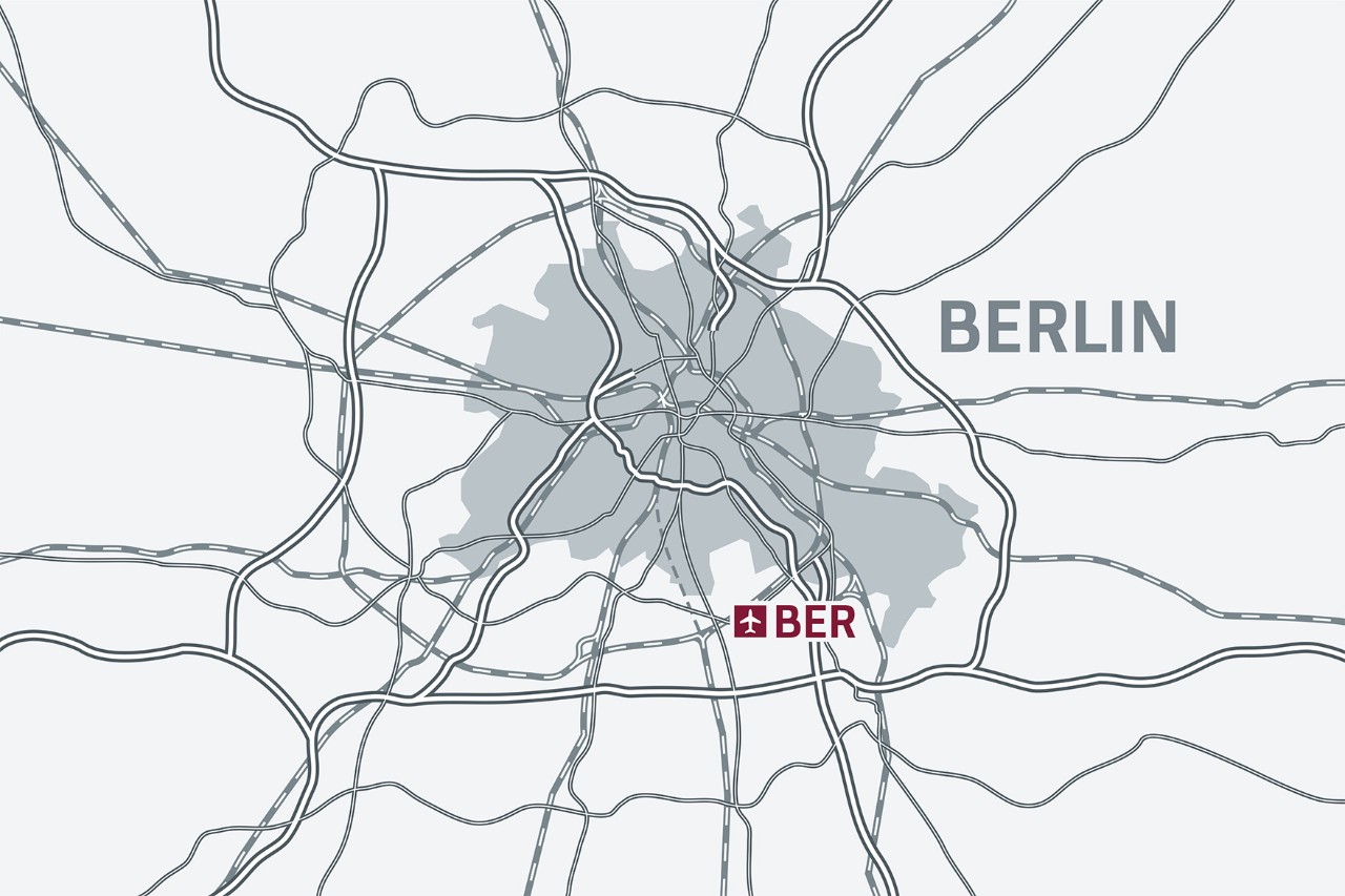 Der BER liegt südlich vom Berliner Stadtzentrum.