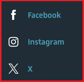 Screenshot aus Footer mit den Social Media Kanälen 