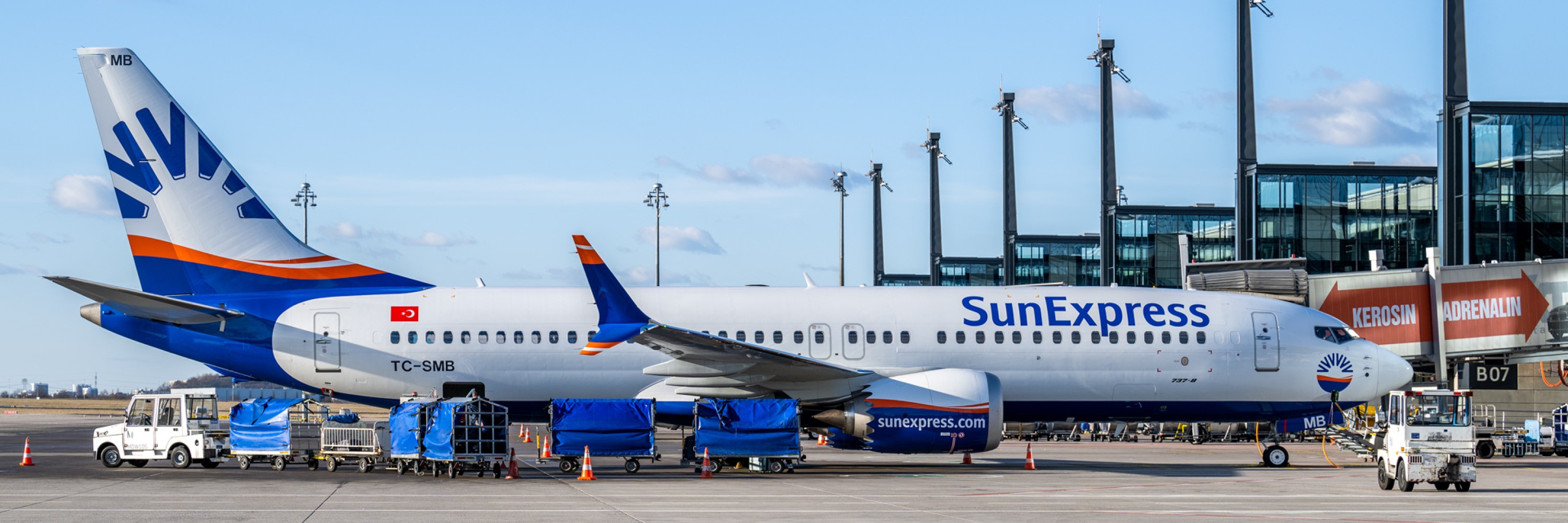 Sun Express aircraft at BER Terminal 1.