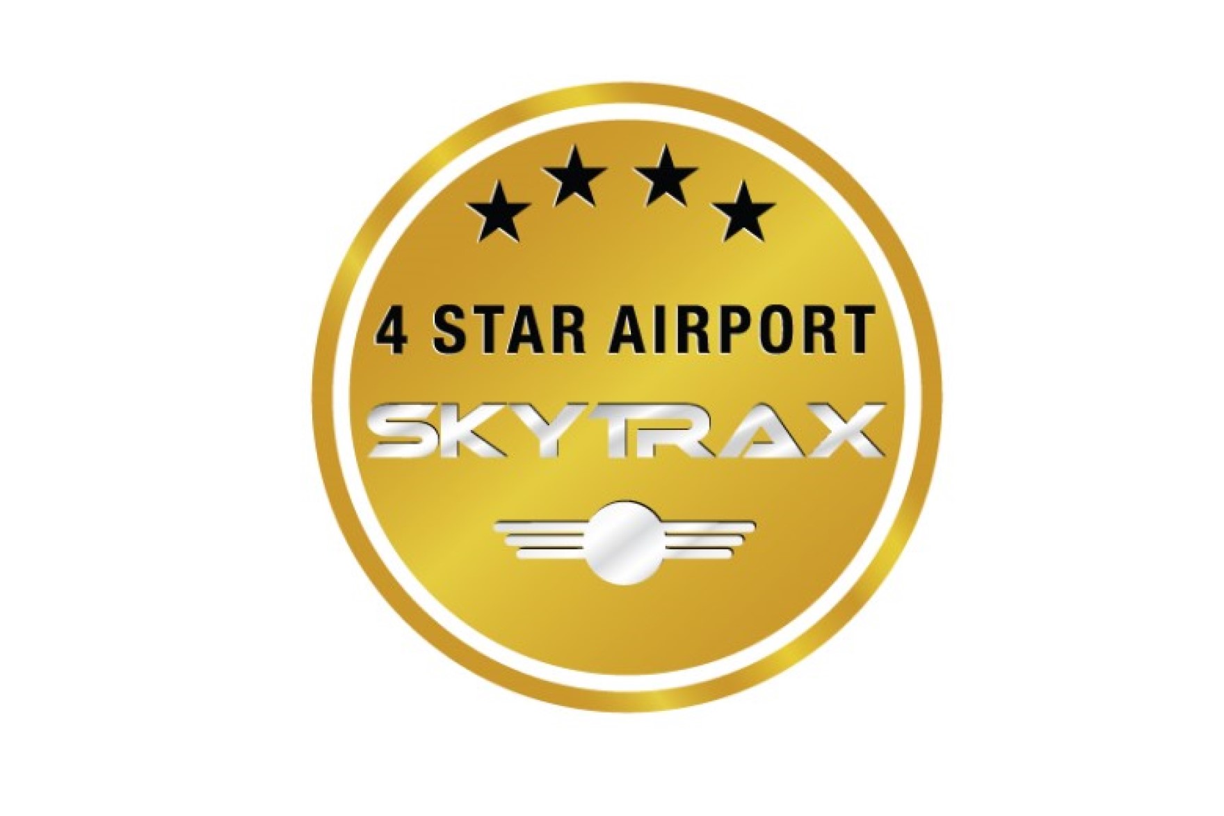 Logo von Skytrax in Gold mit der 4 Sternebewertung