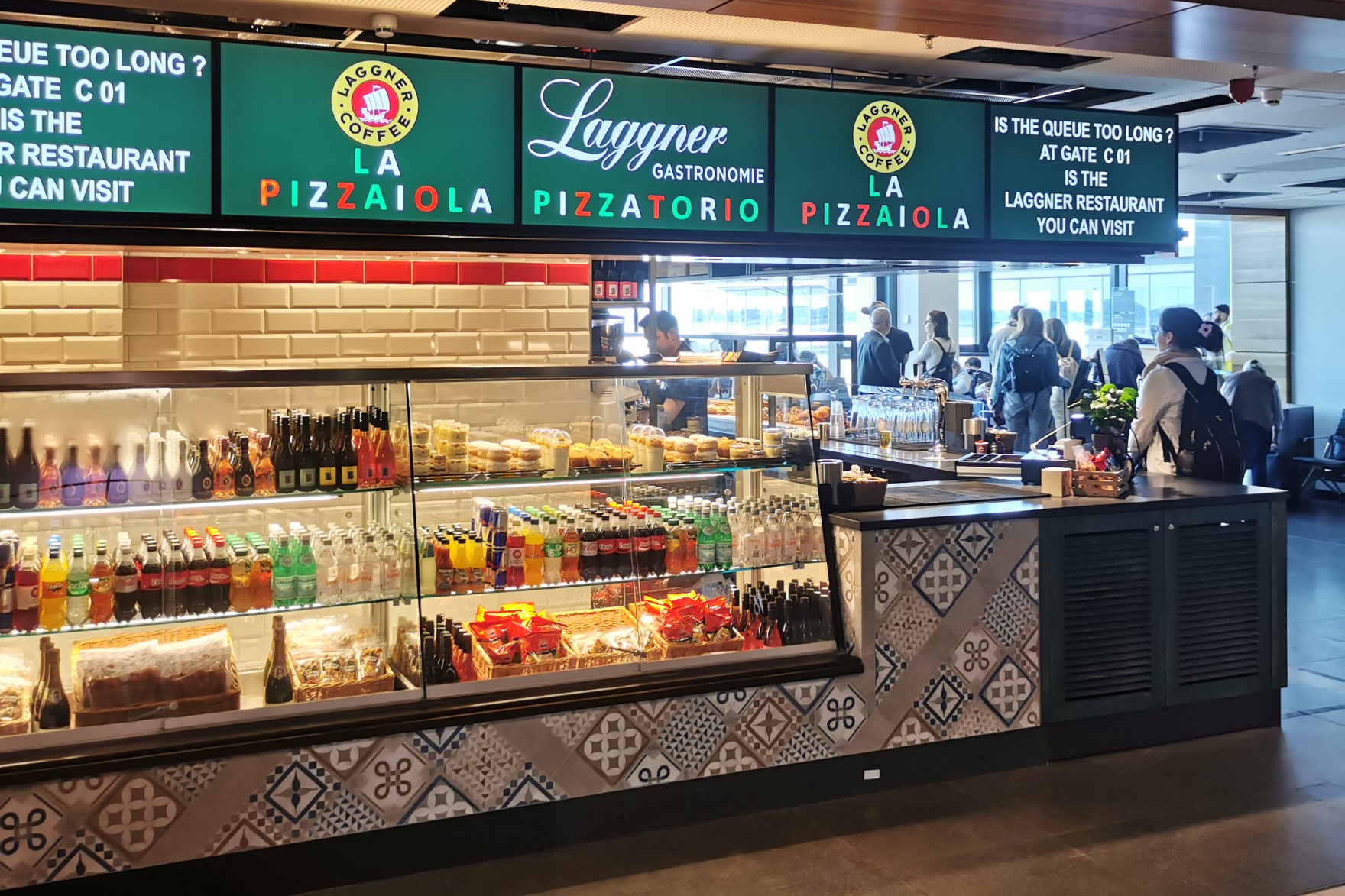 View of the counter at Laggner's Pizzaiola with its extensive selection.