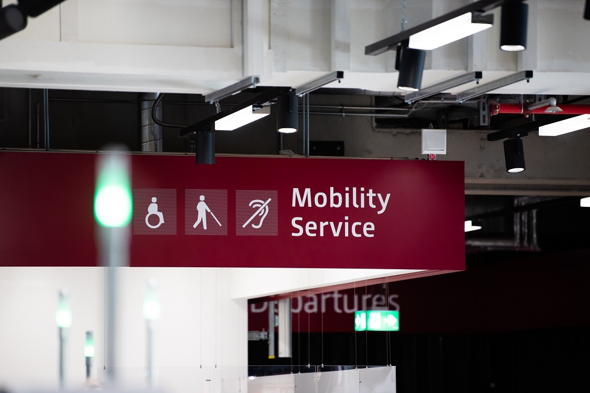 Schild am Mobility Service Schalter