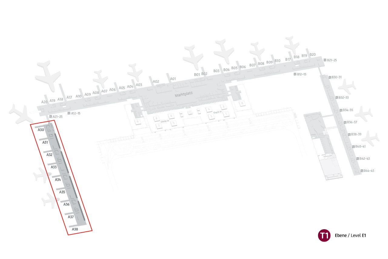 Lageplan Deli Berlin - Terminal 1, Ebene E1, Gate A37