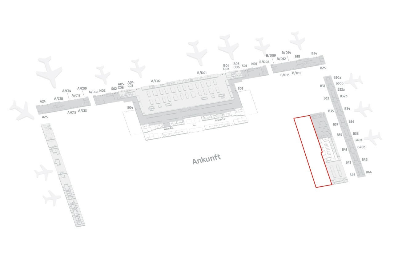 Lageplan EsS-Bahn, direkt vor Terminal 2