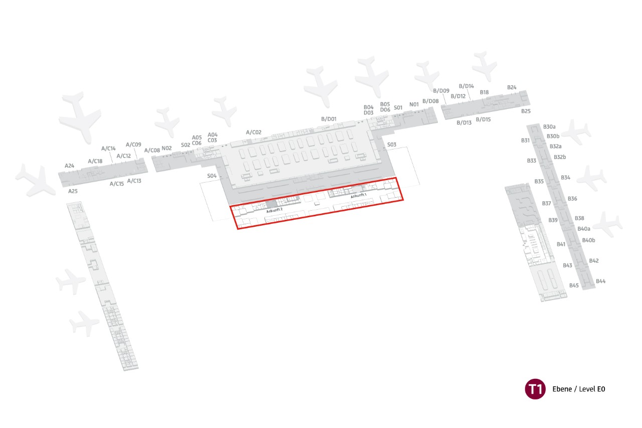 Lageplan Flughafeninformation Terminal 1