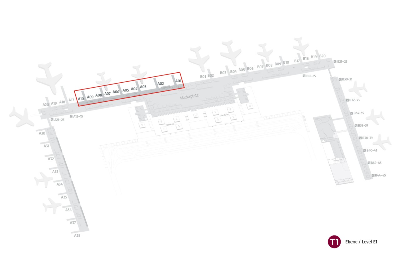 Lageplan Raucherkabine Terminal 1