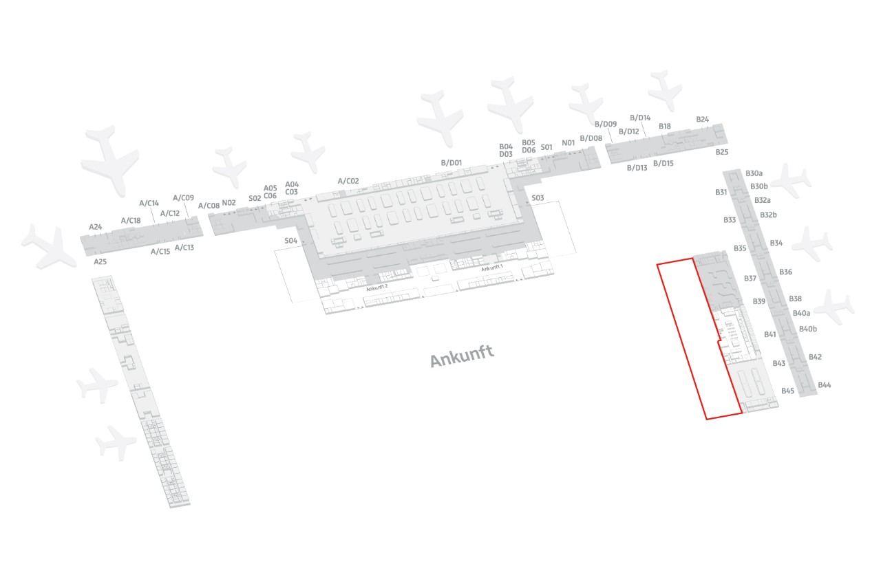 Lageplan Raucherbereich Terminal 2
