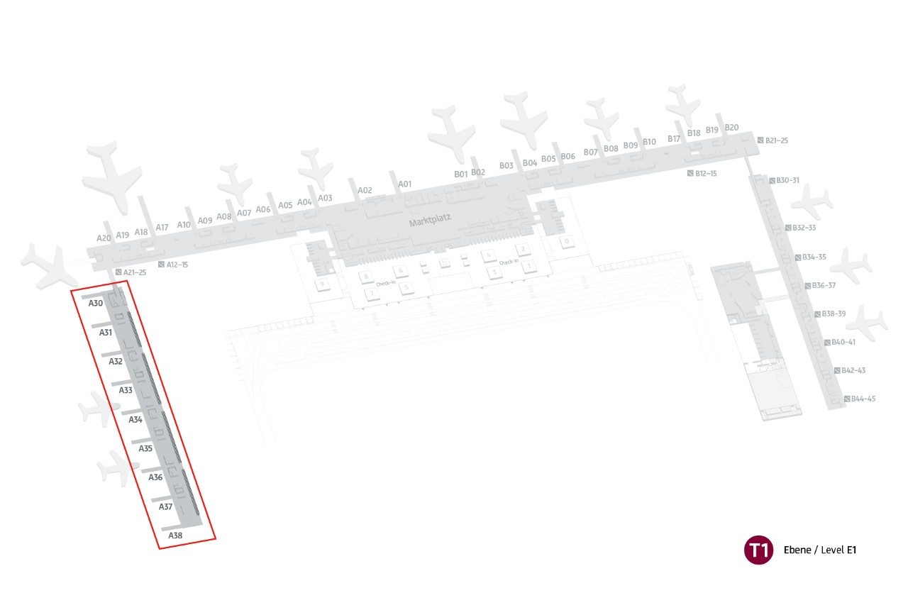 Lageplan Raucherbereich Terminal 1