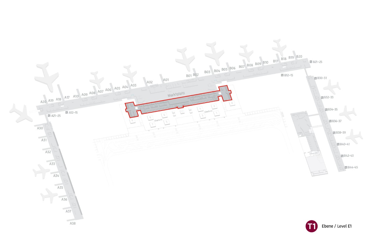 Lageplan open sky box - Terminal 1, Ebene E1