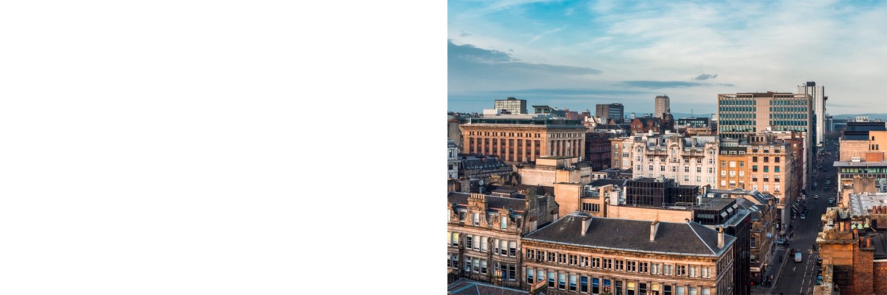 Das Bild zeigt eine Panorama-Ansicht der Stadt Glasgow.