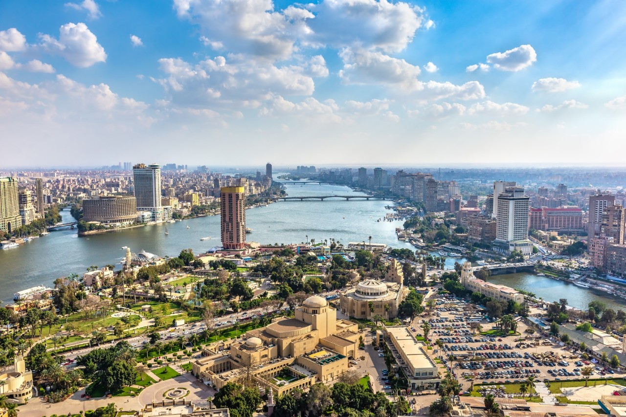 Panoramablick auf Kairo am Nil 