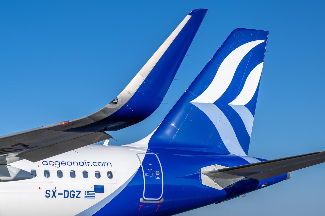 Ein Flugzeug der Fluggesellschaft AEGEAN