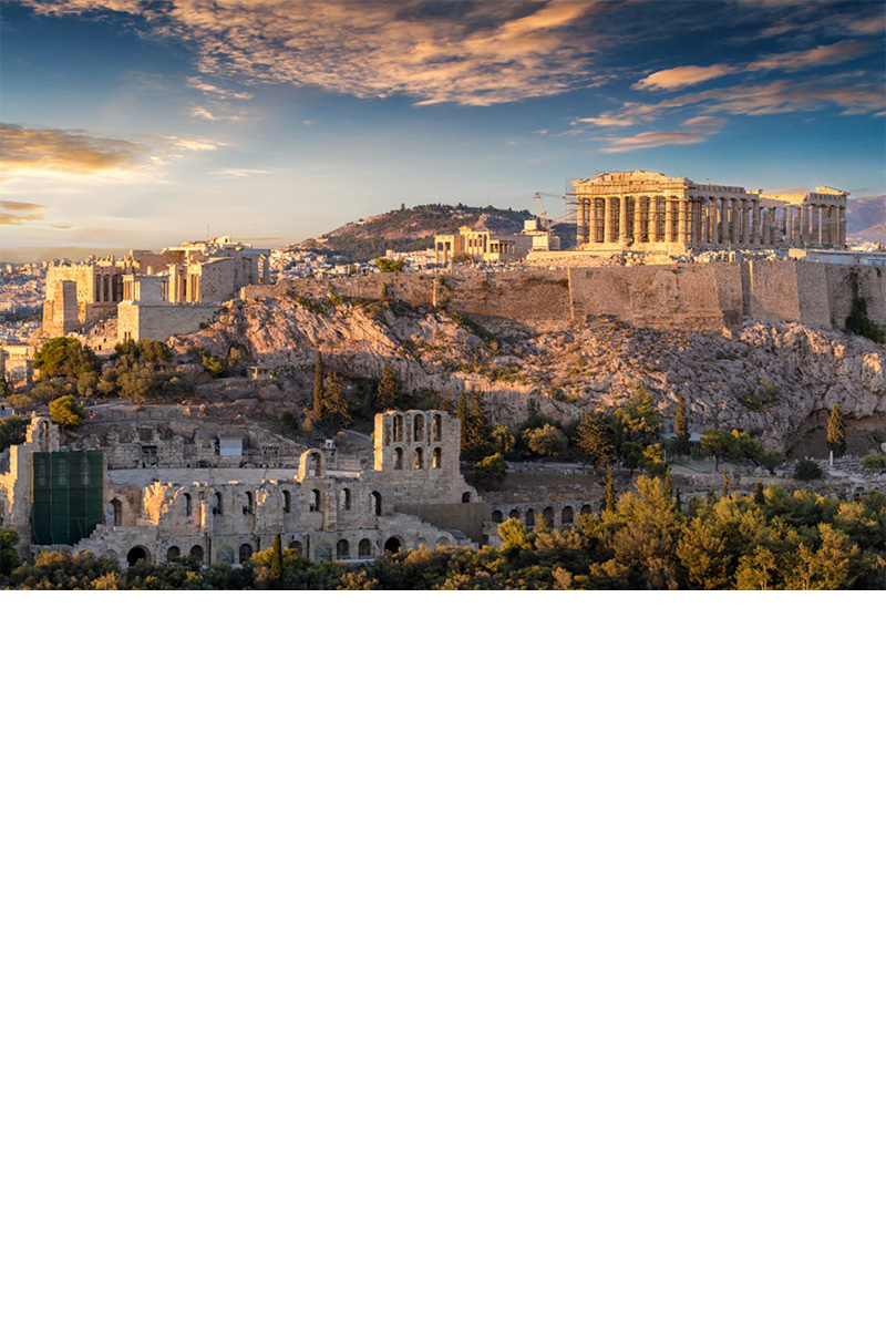 Athen bei Abendstimmung mit Akropolis.