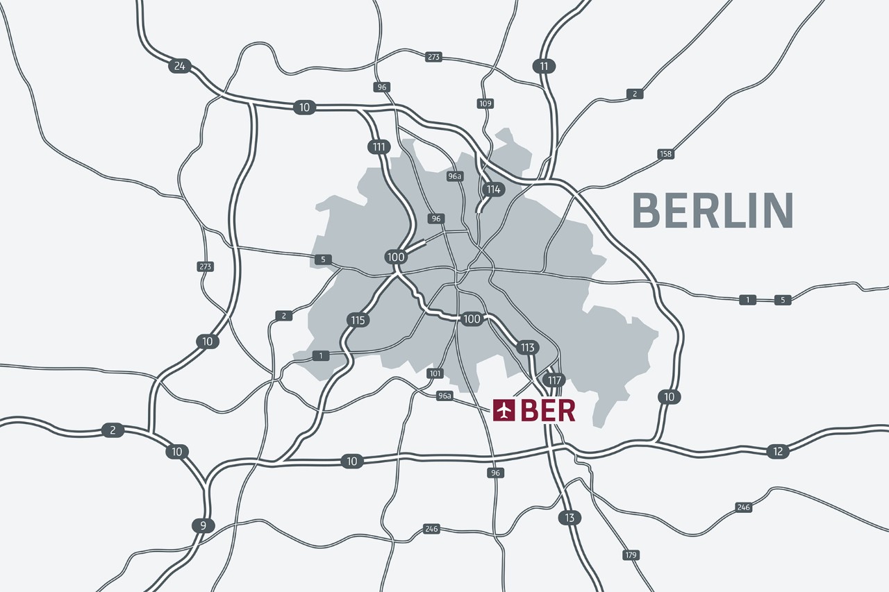 Standort des BER auf der Landkarte