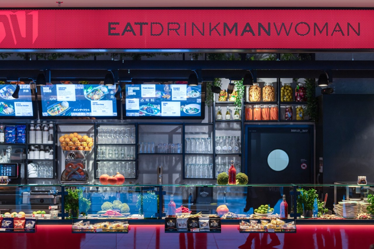 Counter with food.