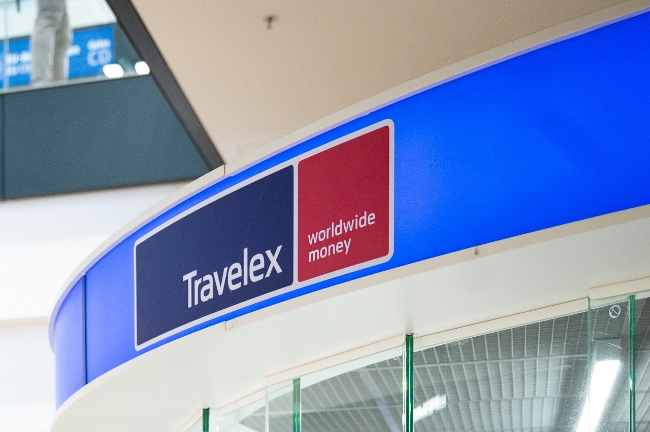 Travelex logo on exterior façade