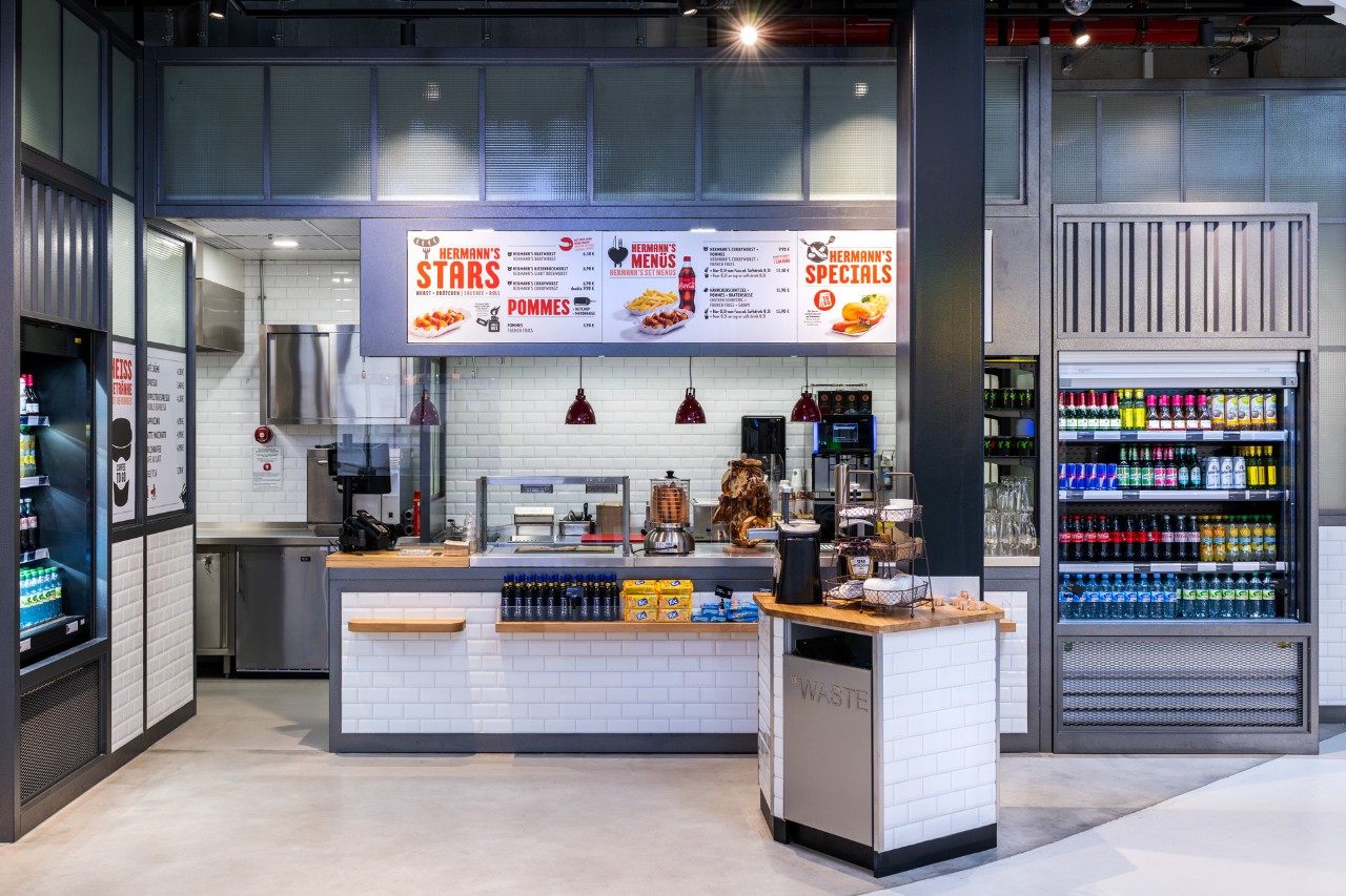 View on the counter of the restaurant