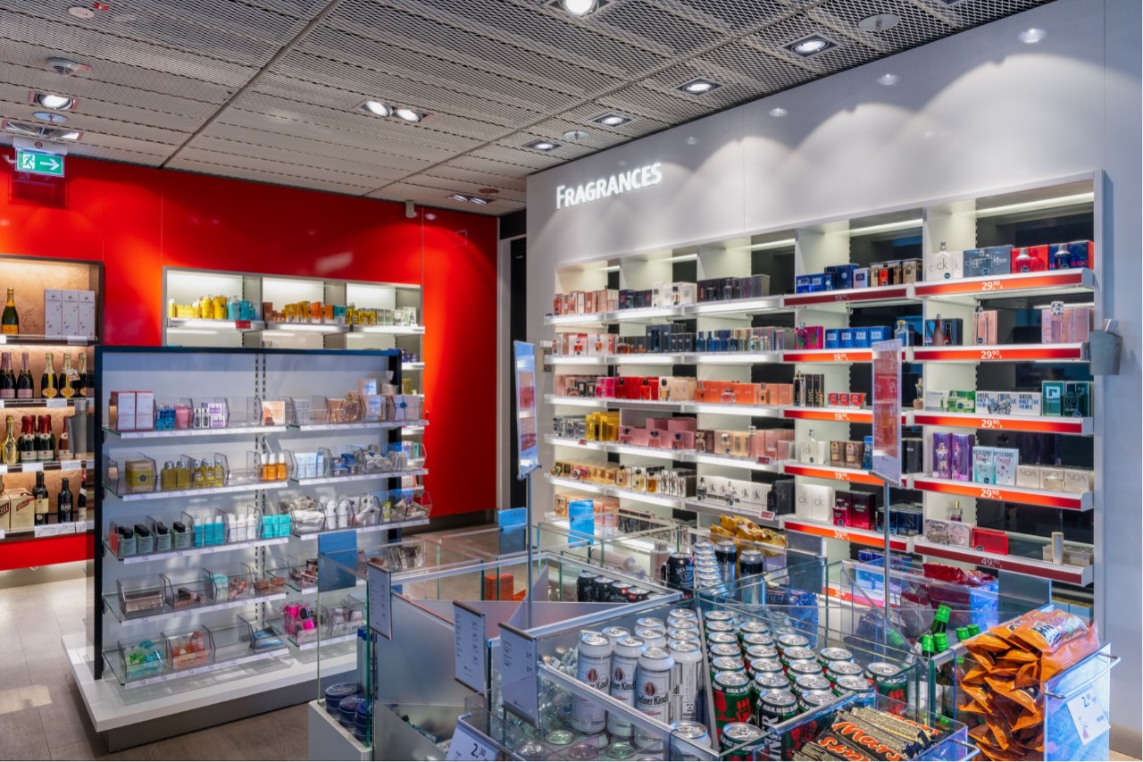 Shelves with perfume