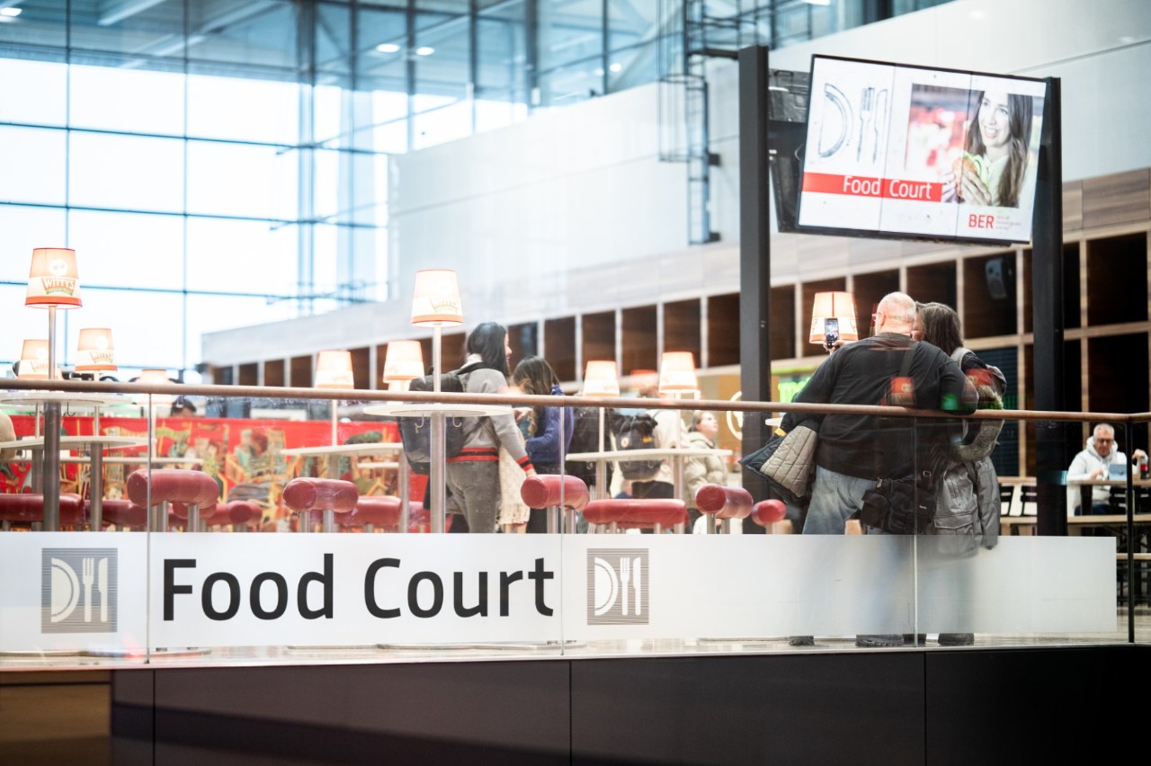 View of the food court from the market place.