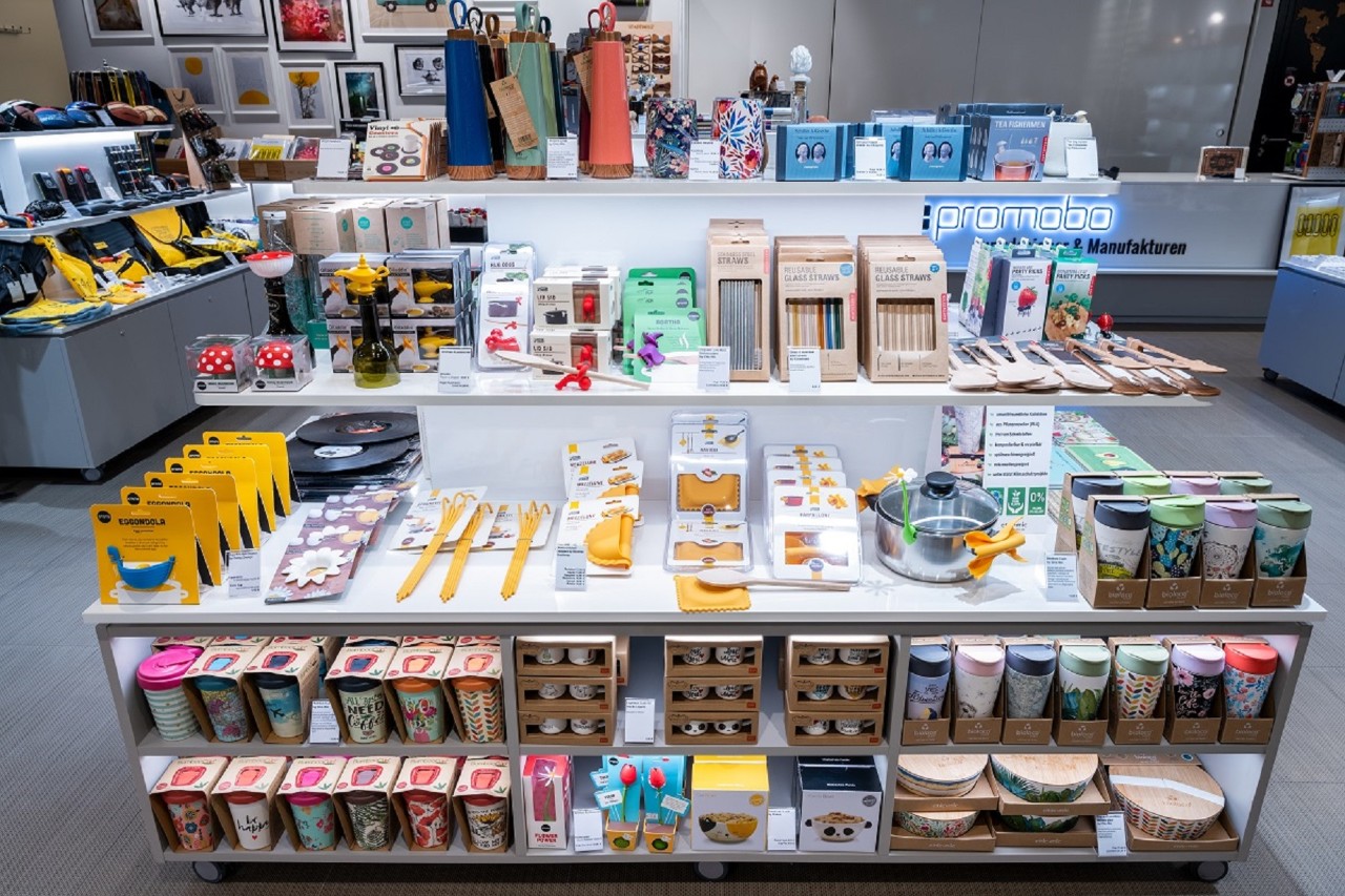 Counter with various items