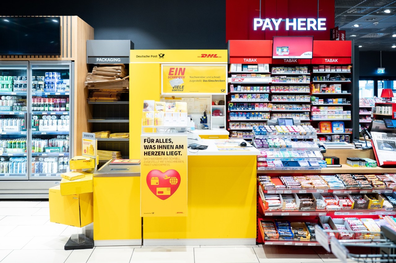 Yellow Post DHL counter in Relay Filale.