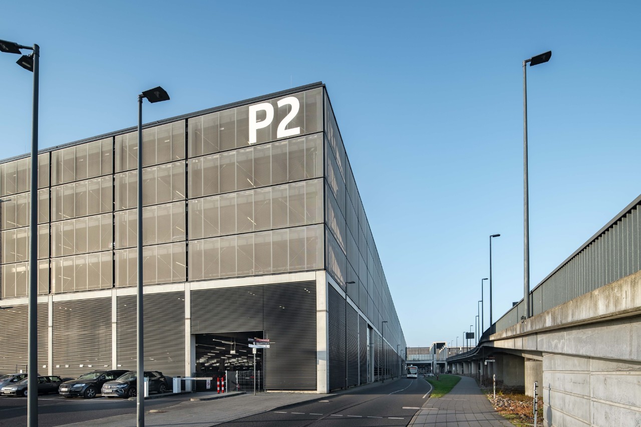 Parking P2. The parking garage is located in Airport City, in close proximity to the terminals.