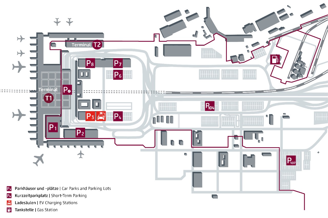 Parking Map P3. The parking garage is located in Airport City, in close proximity to the terminals.
