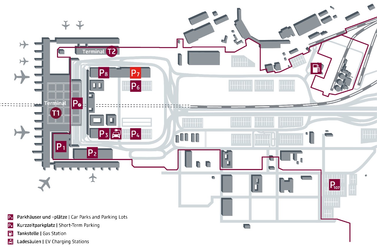 Parking Map P7 The parking lotis located in Airport City, in close proximity to the terminals.