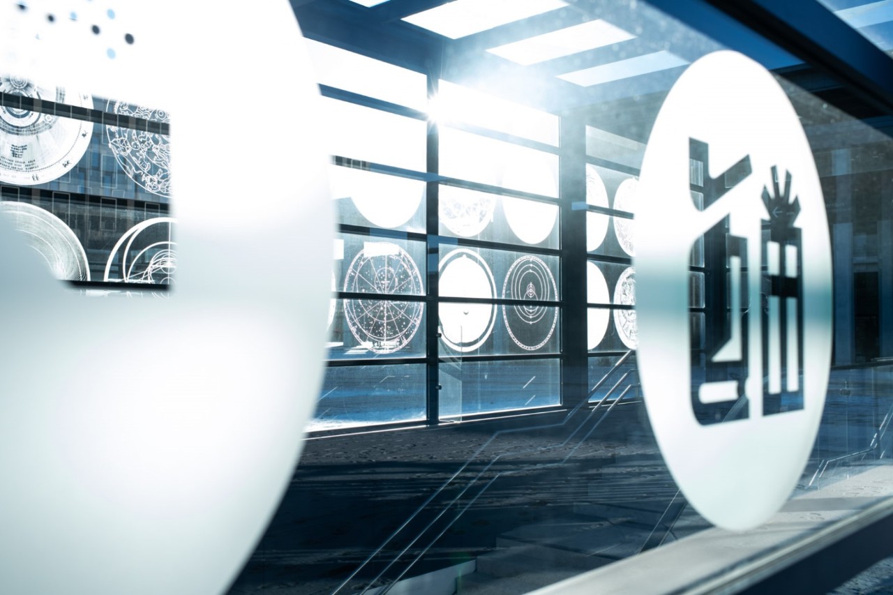 The artwork mounted on glass panes untitled