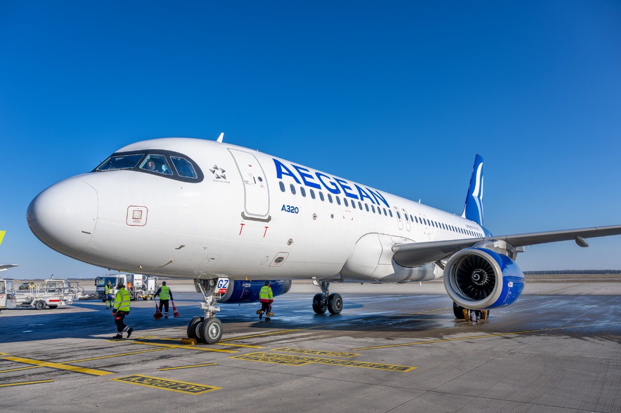 Aegean aircraft on the apron at BER.
