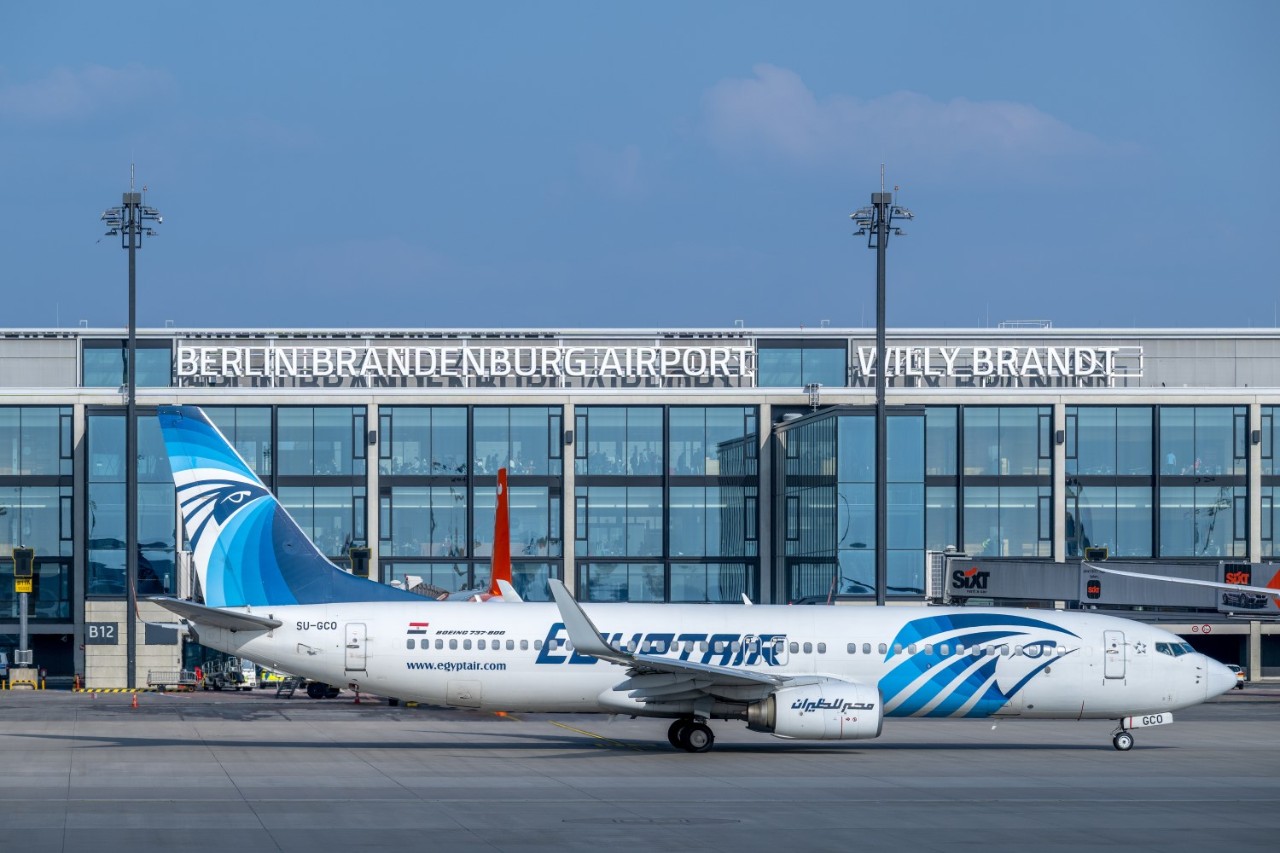 Egypt Air aircraft in front of Terminal 1