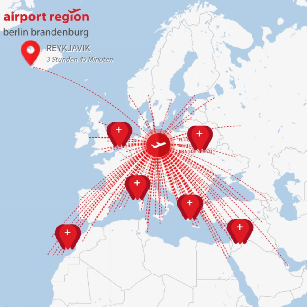 Extermal link Airport Region Berlin Brandenburg - flight destination map (opens new window)