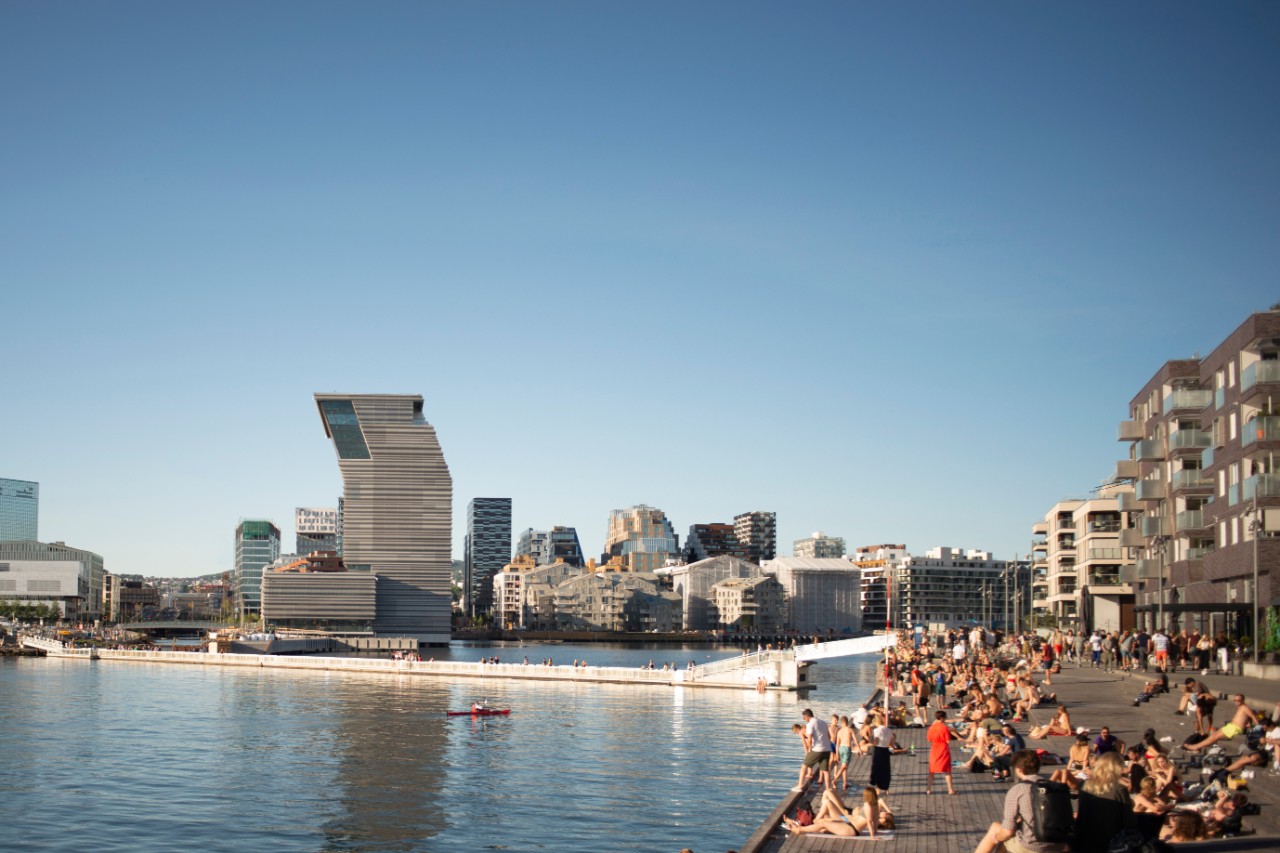 Oslo’s downtown with the modern Munch Museum in the background.