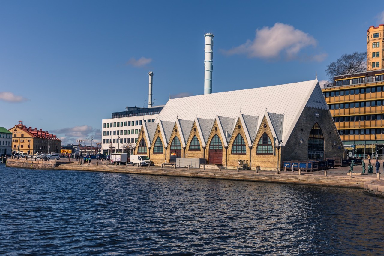 Fish Church by the Water, market hall with fresh fish 