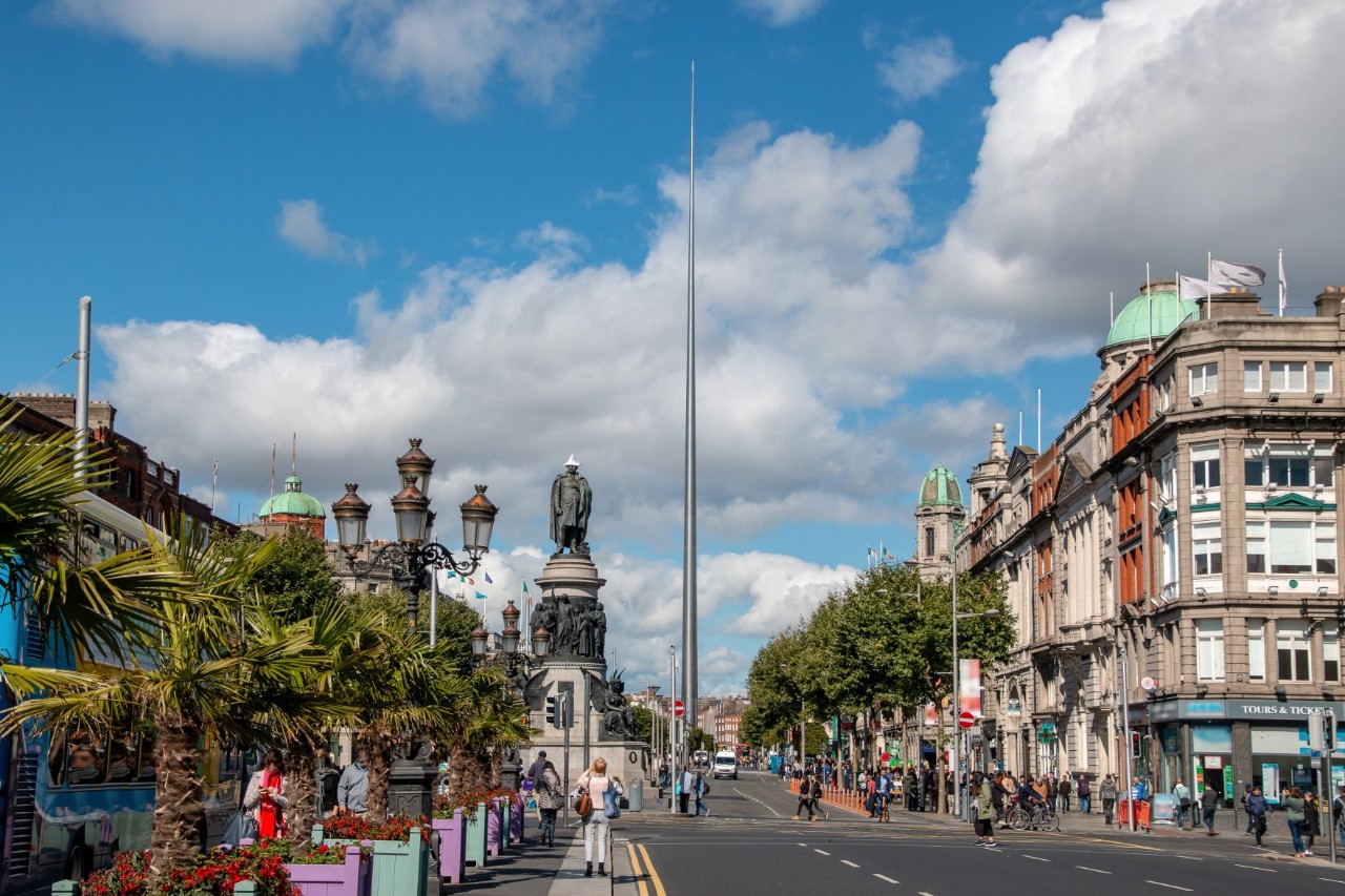 The Spire in Dublin’s pedestrian zone 