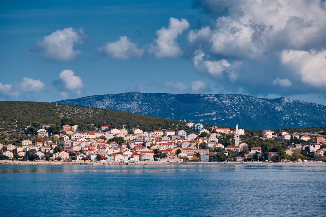 Island of Unije with seaside village 