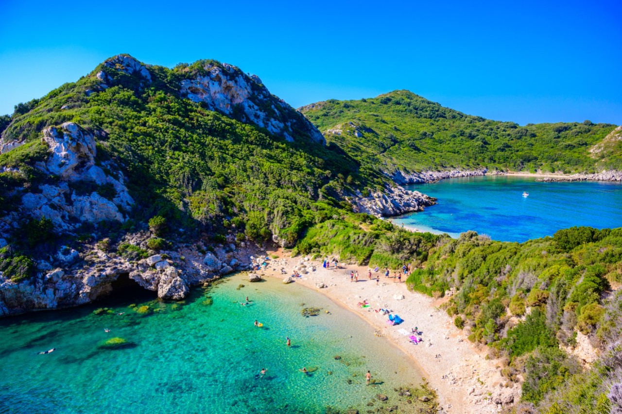 The island of Corfu with perfect bays for swimming