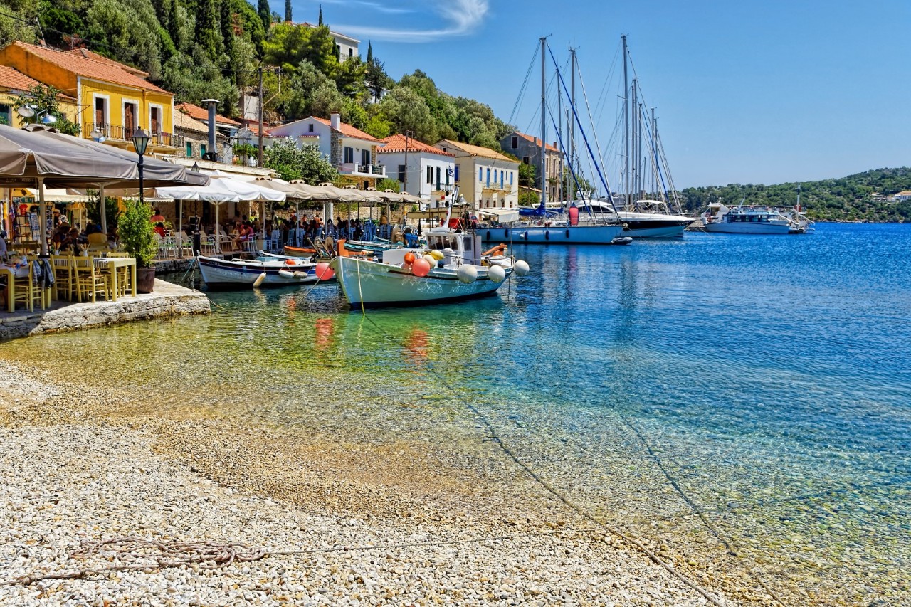 Coastal village of Kioni on the island of Ithaca 