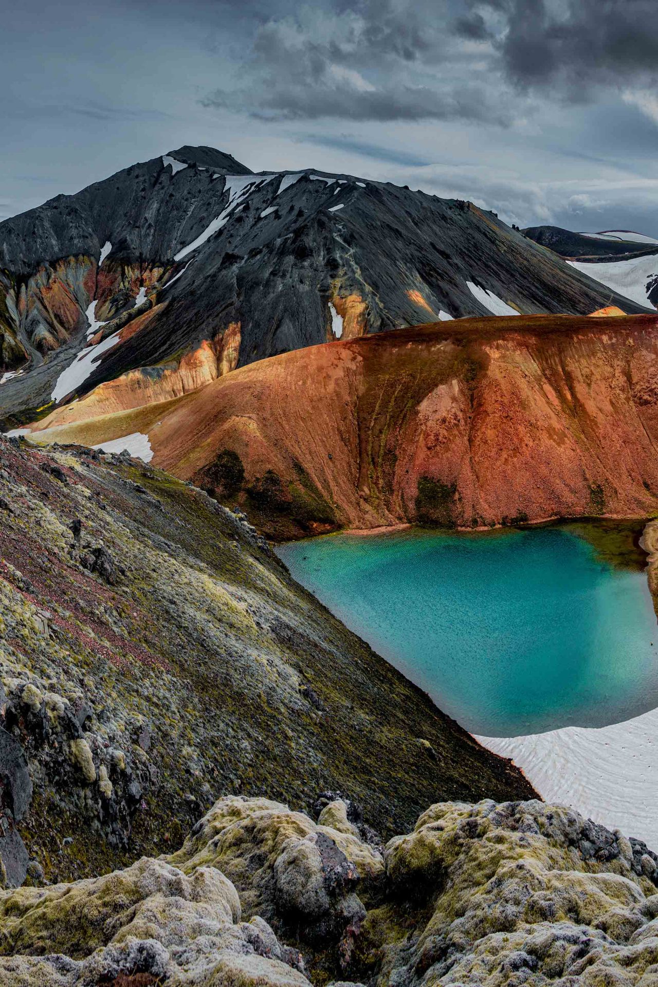 Volcanic landscape in Iceland with glaciers and ice