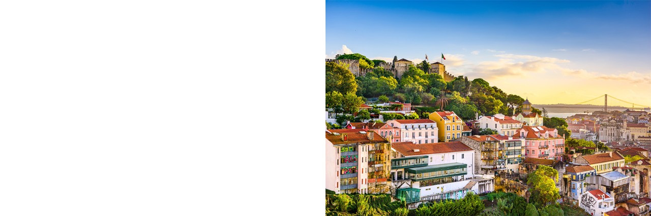 City view of Lisbon. A bridge in the background.