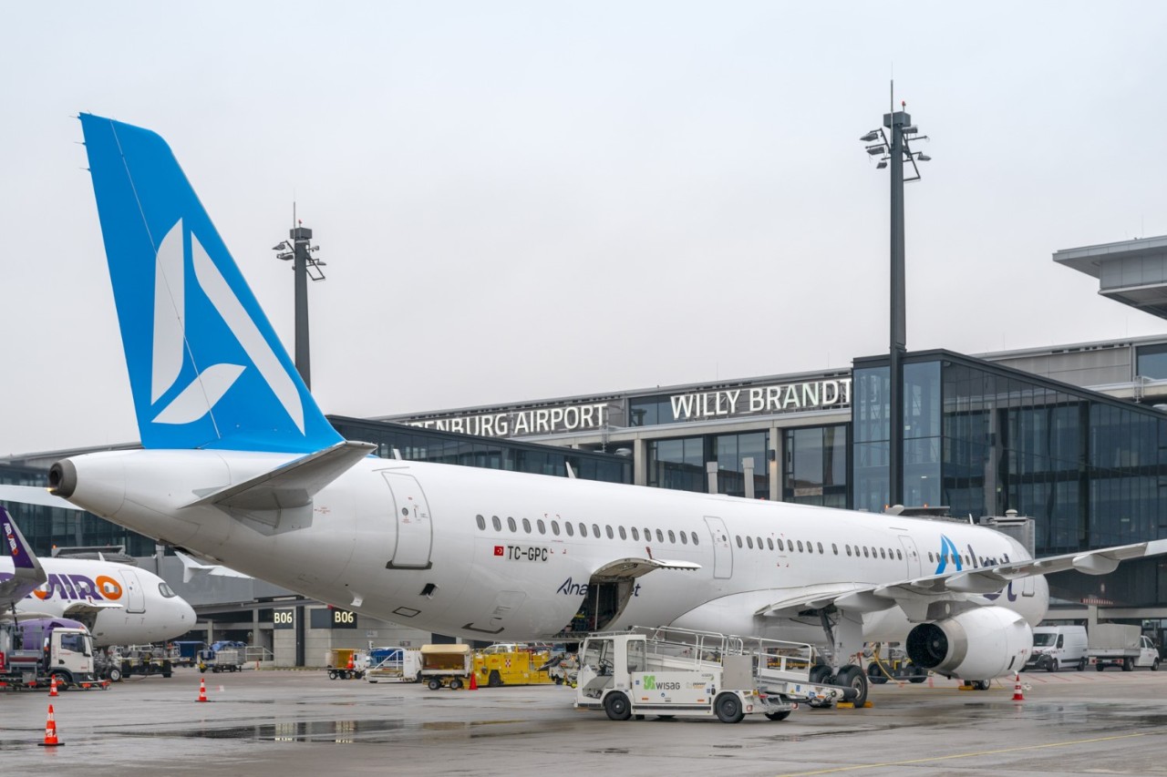 AJet aircraft in front of Terminal 1