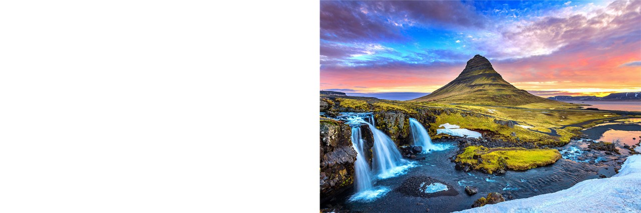 Landscape in Iceland with waterfalls