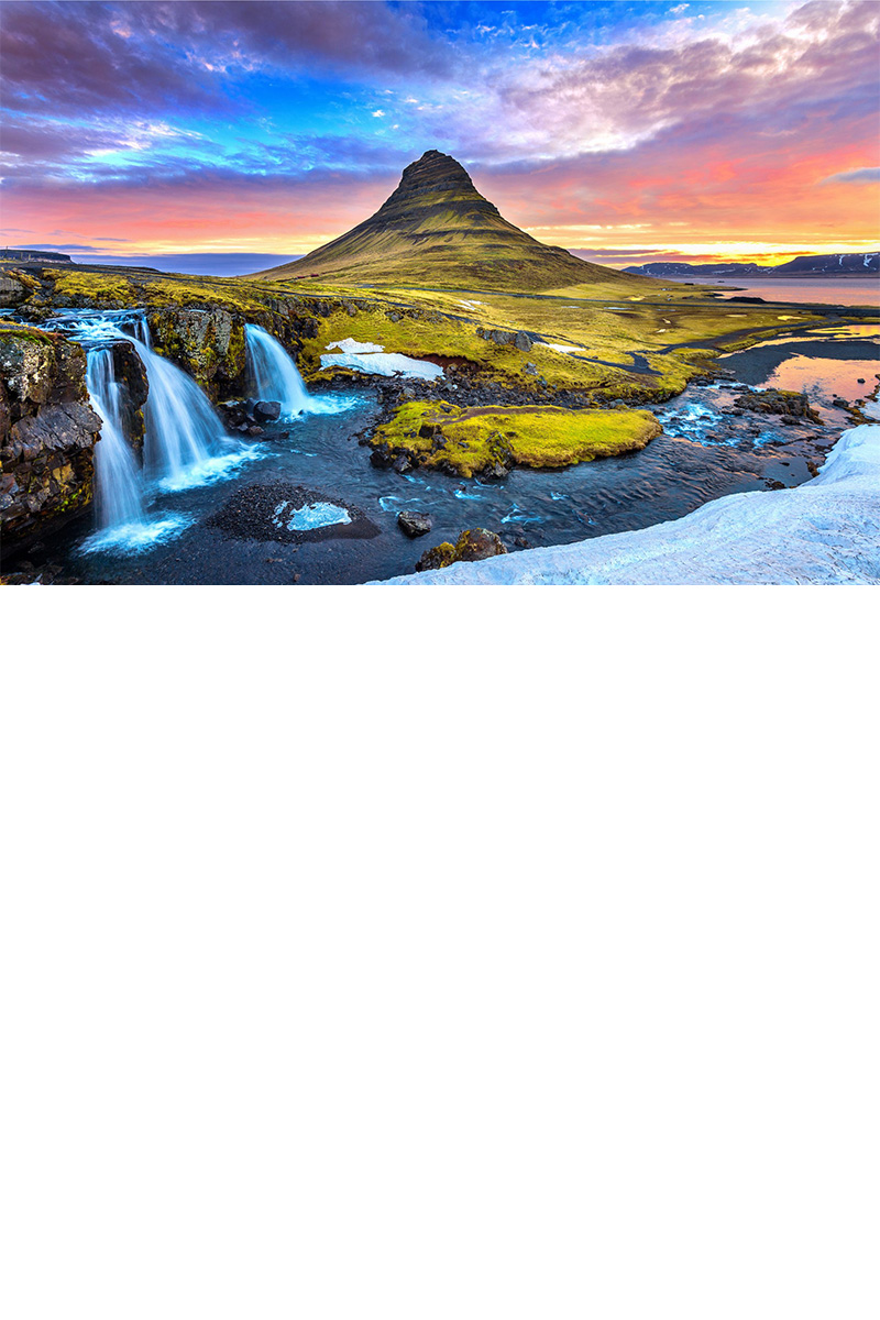 Landscape in Iceland with waterfalls