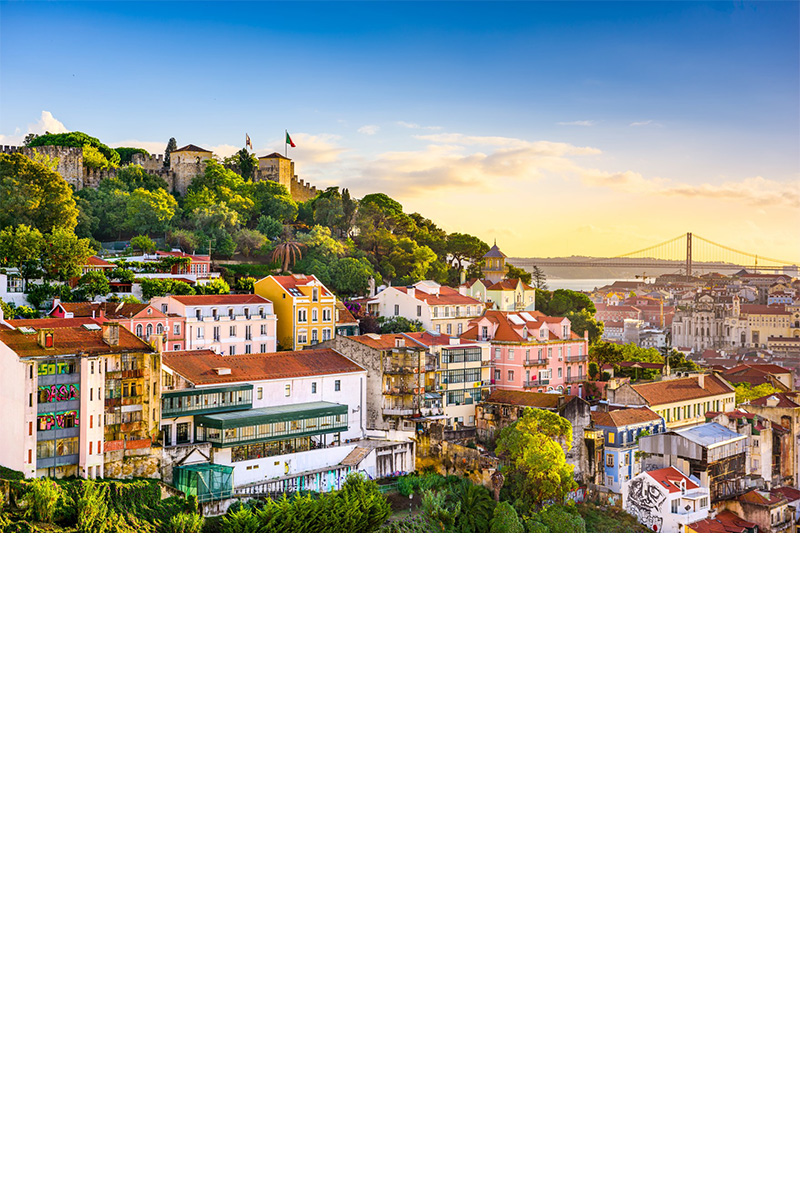 City view of Lisbon with a bridge in the background.