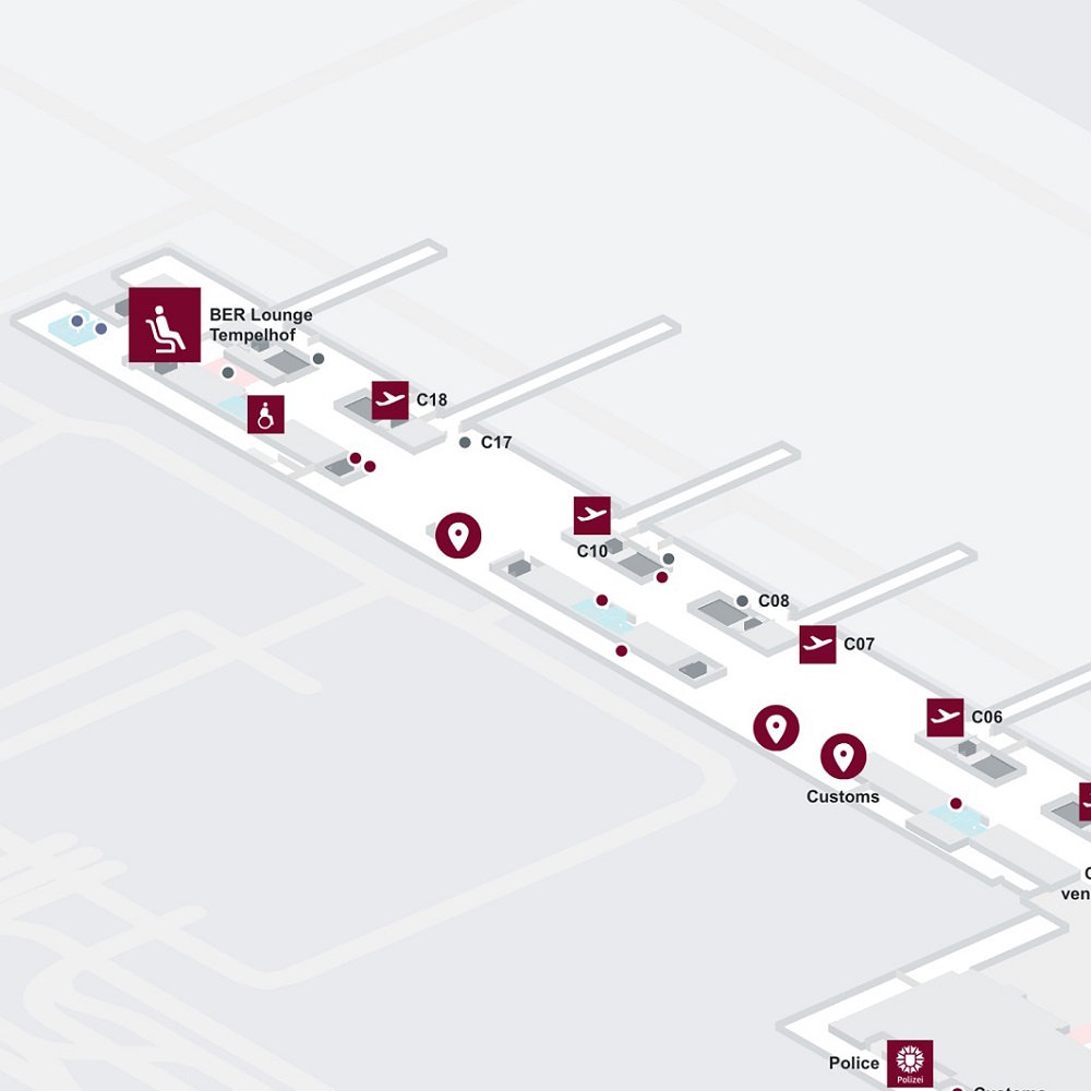 Bildschirmabgriff von der interaktiven Karte rund um die Lounge Tempelhof