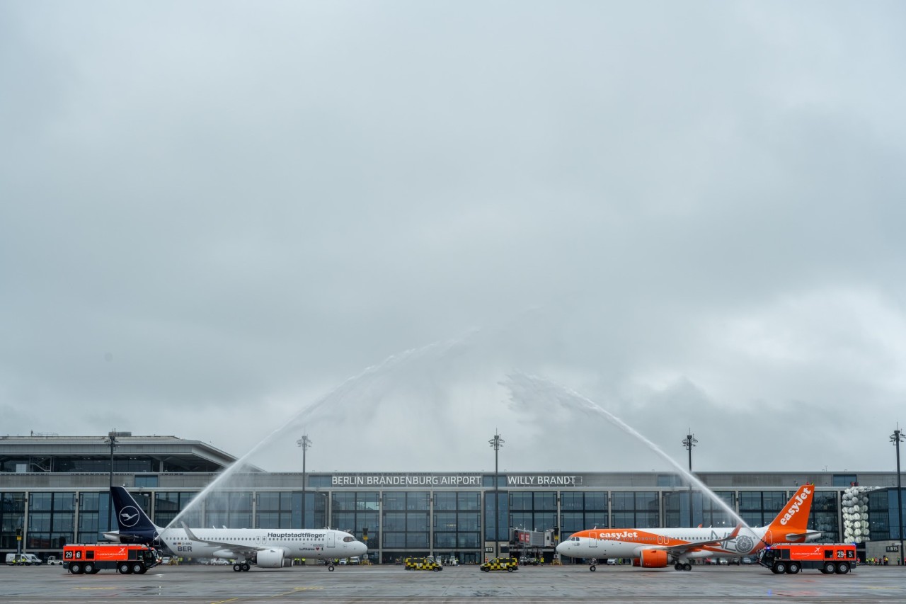 Two airplanes at BER airport