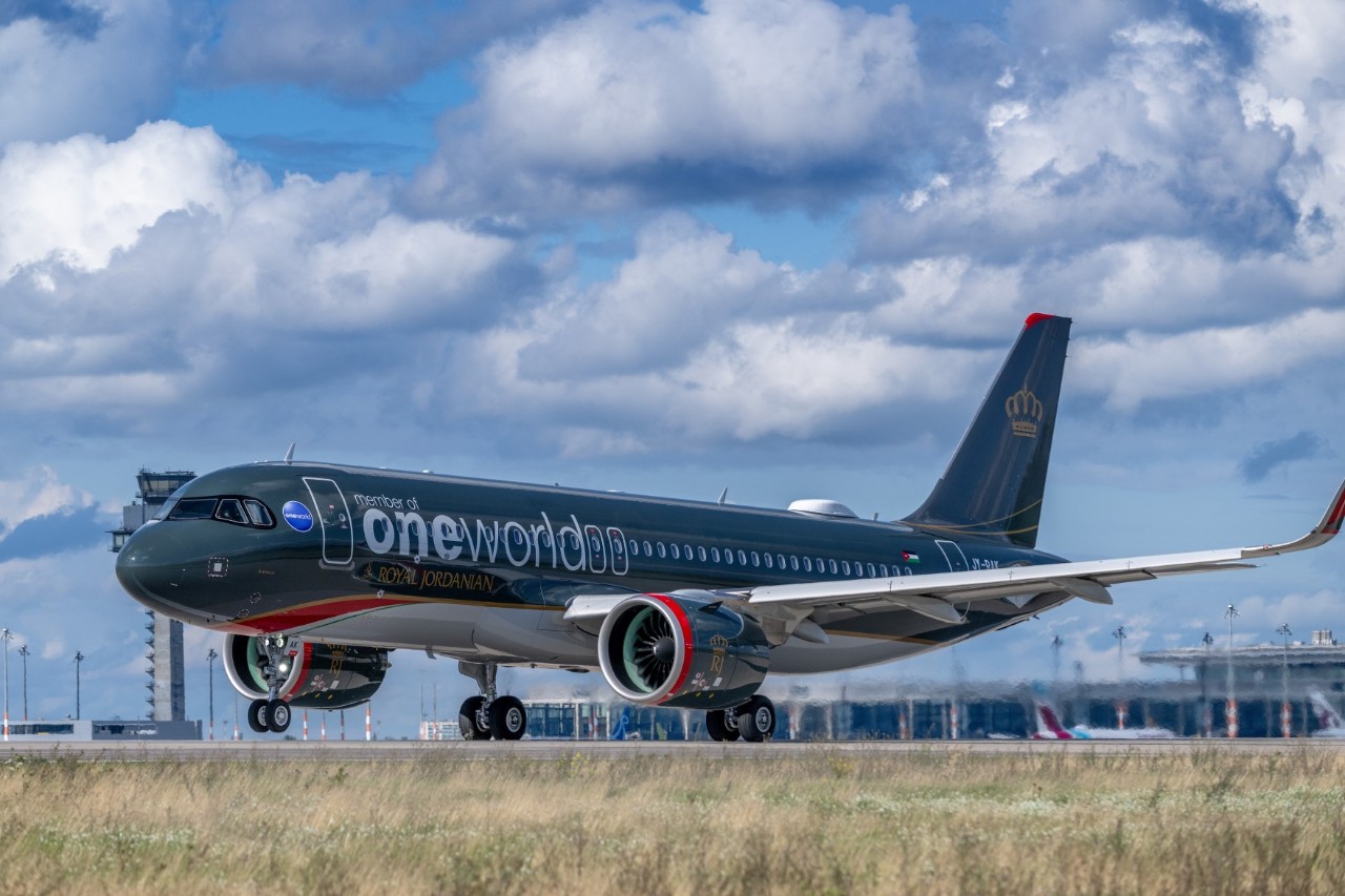 A Royal Jordanian aircraft on the runway