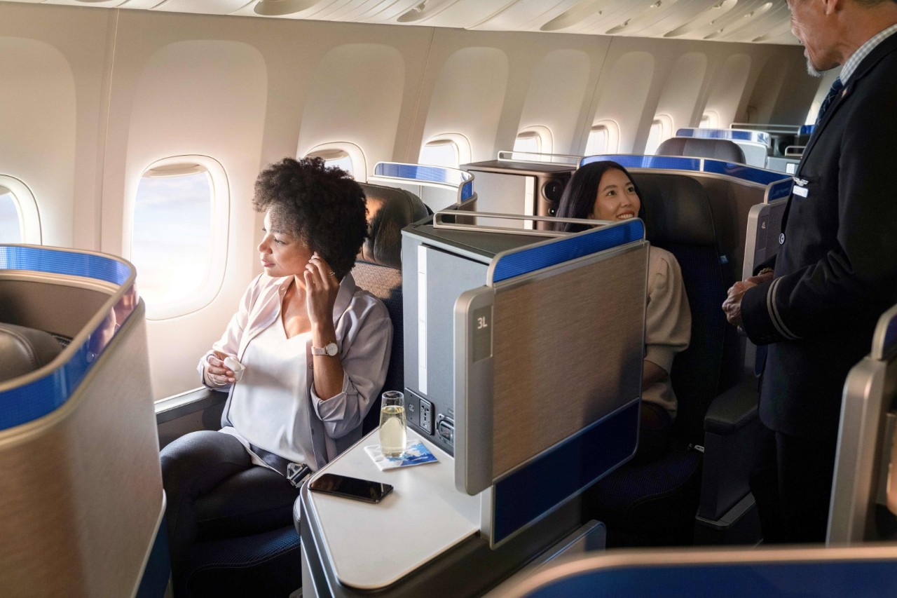 Passengers and a crew member in an aircraft
