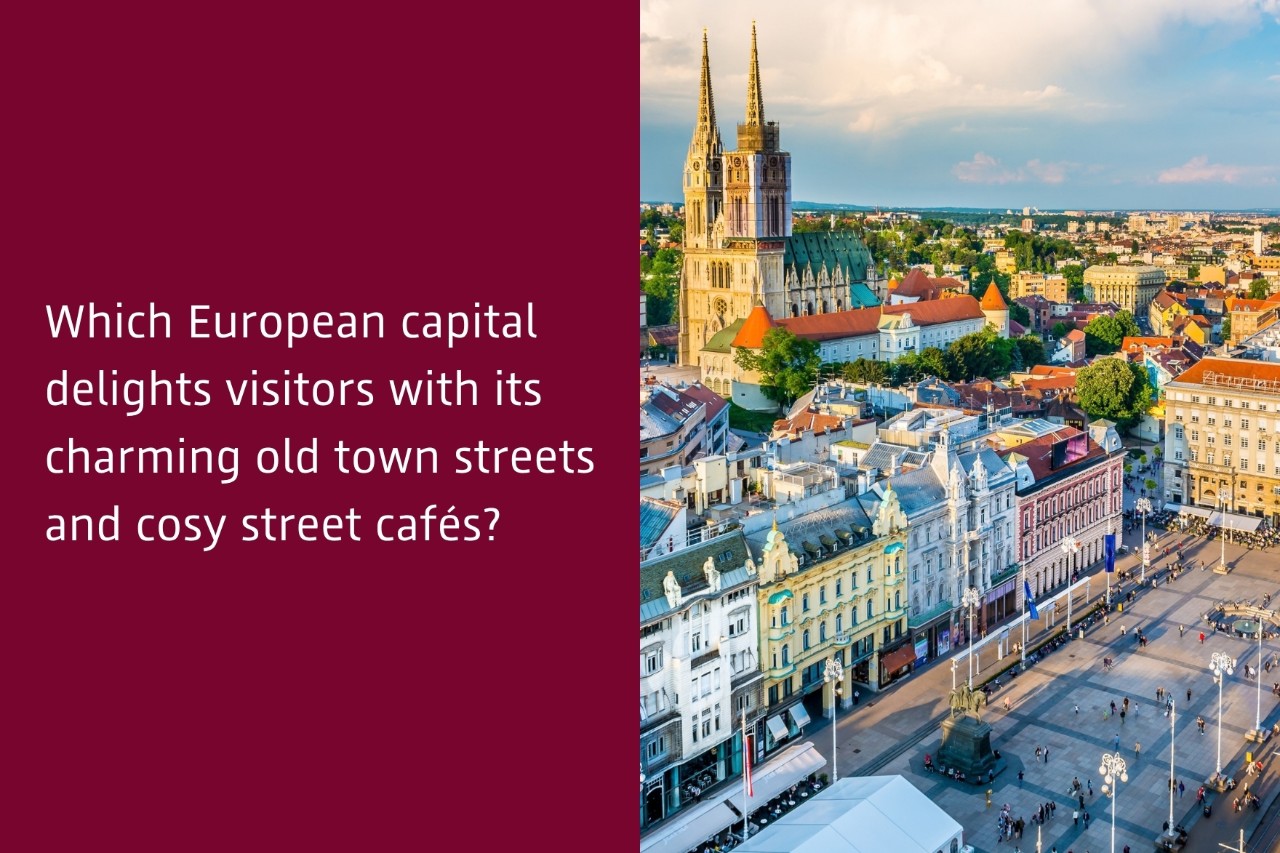 Puzzle for the competition; the picture shows the old town of a city with colorful facades 