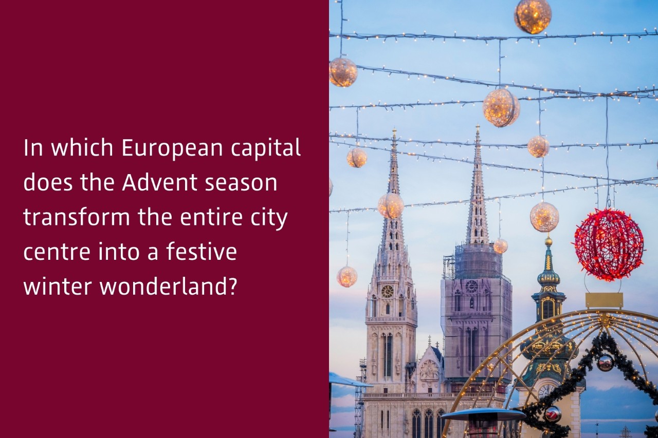 Puzzle for the competition; the picture shows a town with its Christmas decorations